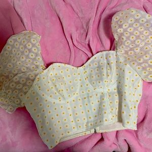 Cottage core white puffer sleeve top y2k trendy shein